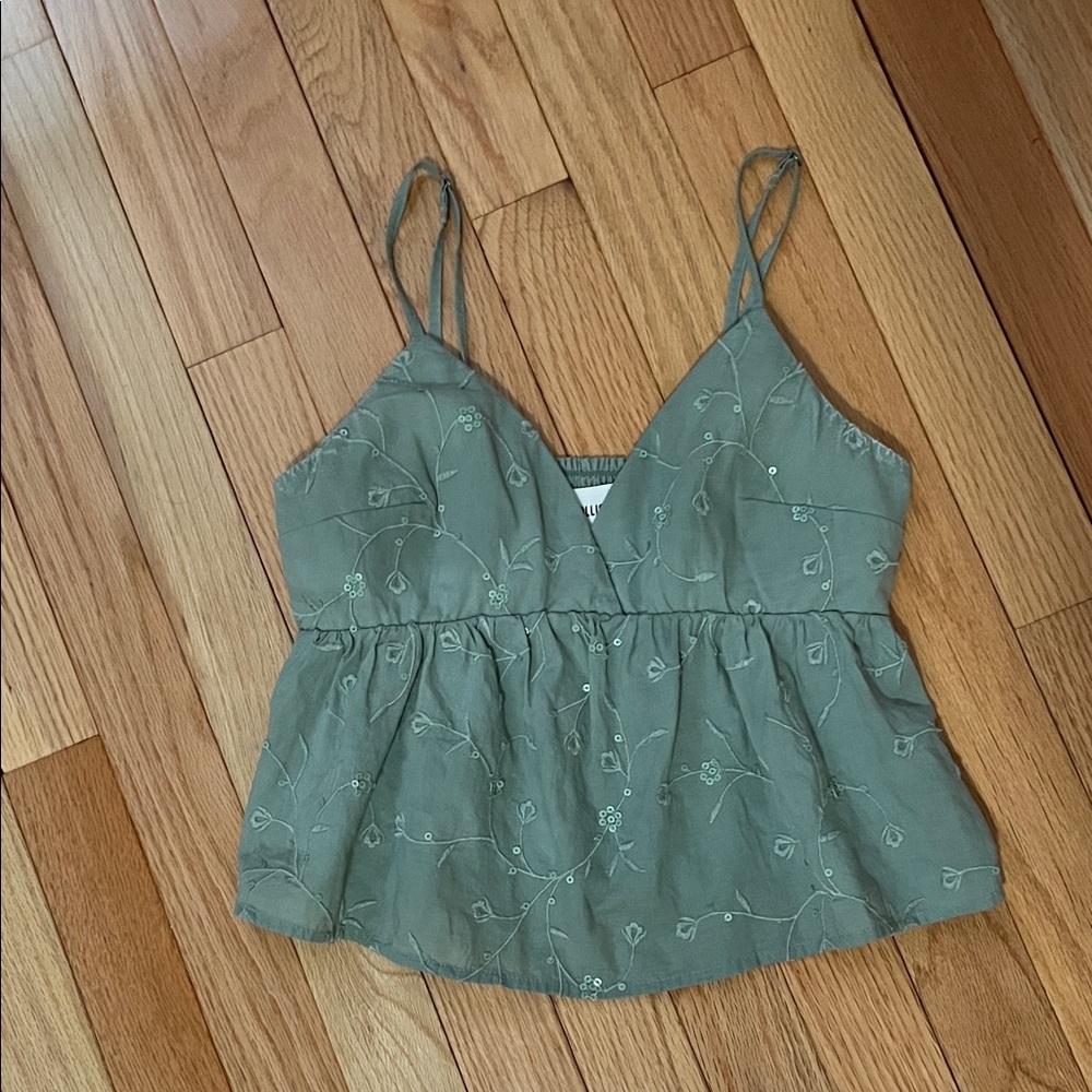 Hollister Olive Embroidered Camisole